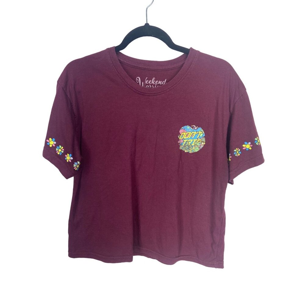 Weekend Warriors Burgundy Short Sleeve Don't‎ Trip T Shirt Women's Size XL
